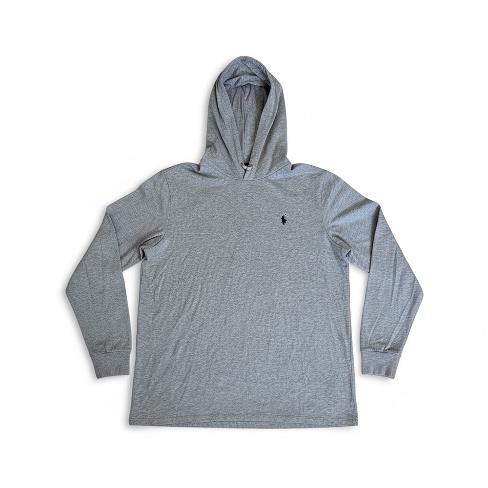 Polo Ralph Lauren Men’s Gray Hoodie Size M Classic Pony Logo Pullover Sweatshirt - Picture 2 of 3